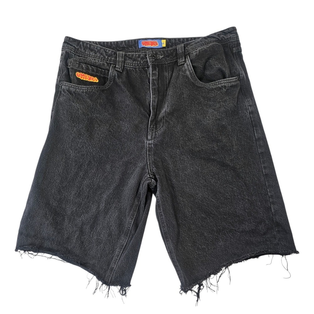 Empyre Mens Loose Fit Denim Shorts Washed Black DIY Cutoff Skate 34 streetwear